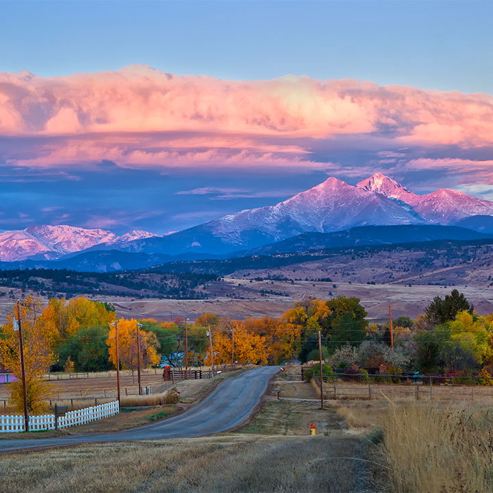 Road that leads to Long's Peak on a Fall Morning's Sunrise