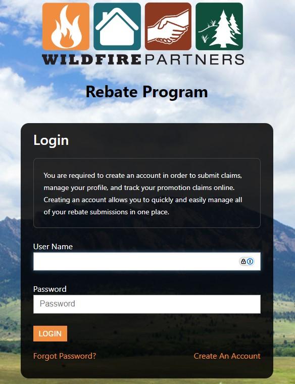 Rebate Program website home screen