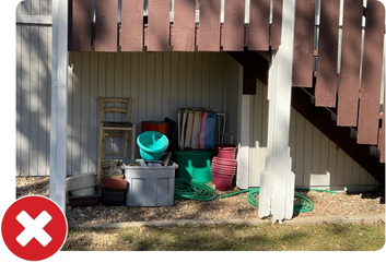 Declutter Under Deck Clutter accumulated under a home's deck
