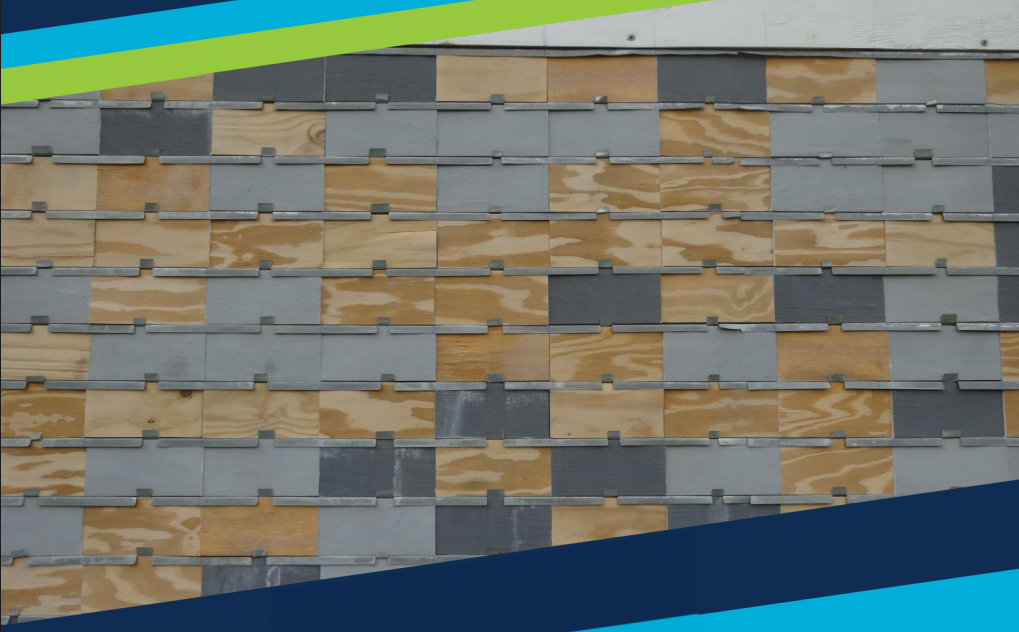 Test wall with various fire retardant coatings applied, each with varying success against fire.