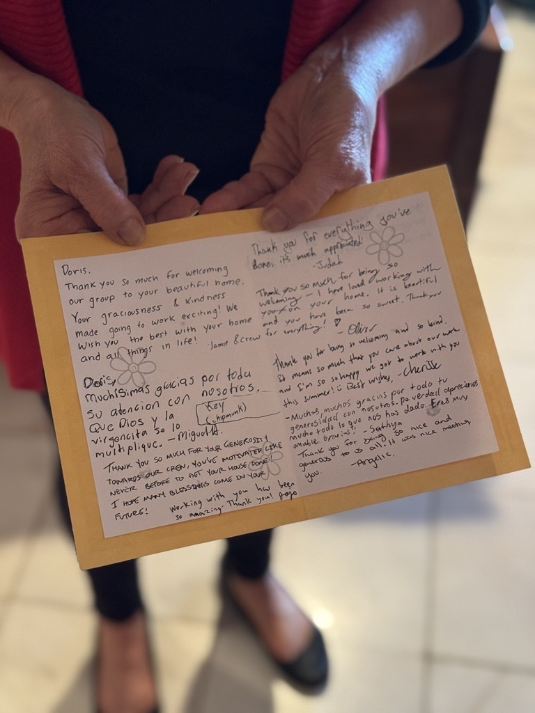 Card for homeowner signed by Youth Services team