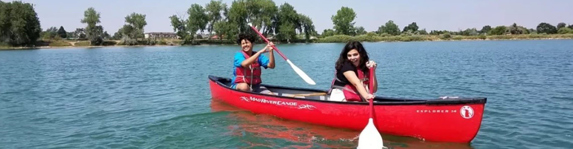 2 students in a canoe